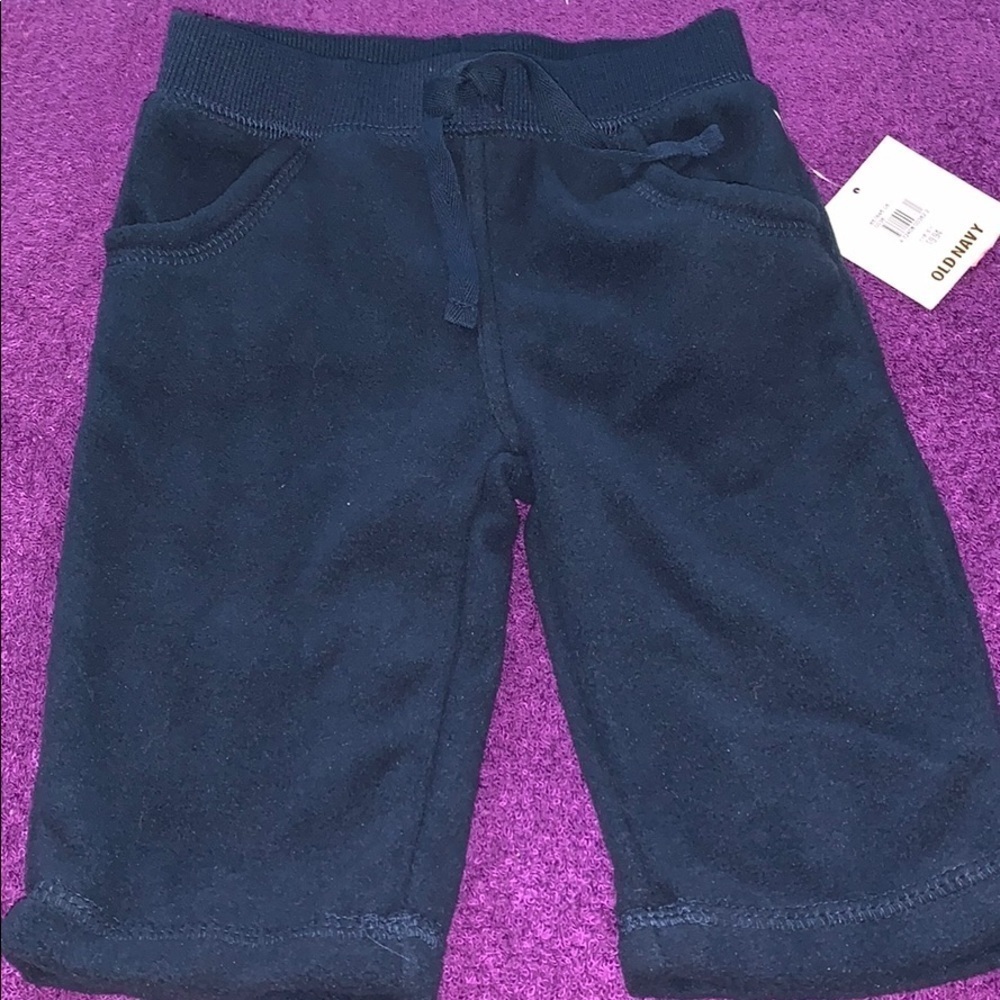 Navy fleece drawstring pants size 3-6 months